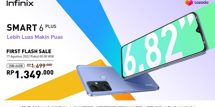 Infinix Smart 6 Plus, Smartphone Harga Sejutaan dengan Layar Lebar dan Baterai Besar Resmi Hadir di Lazada Indonesia