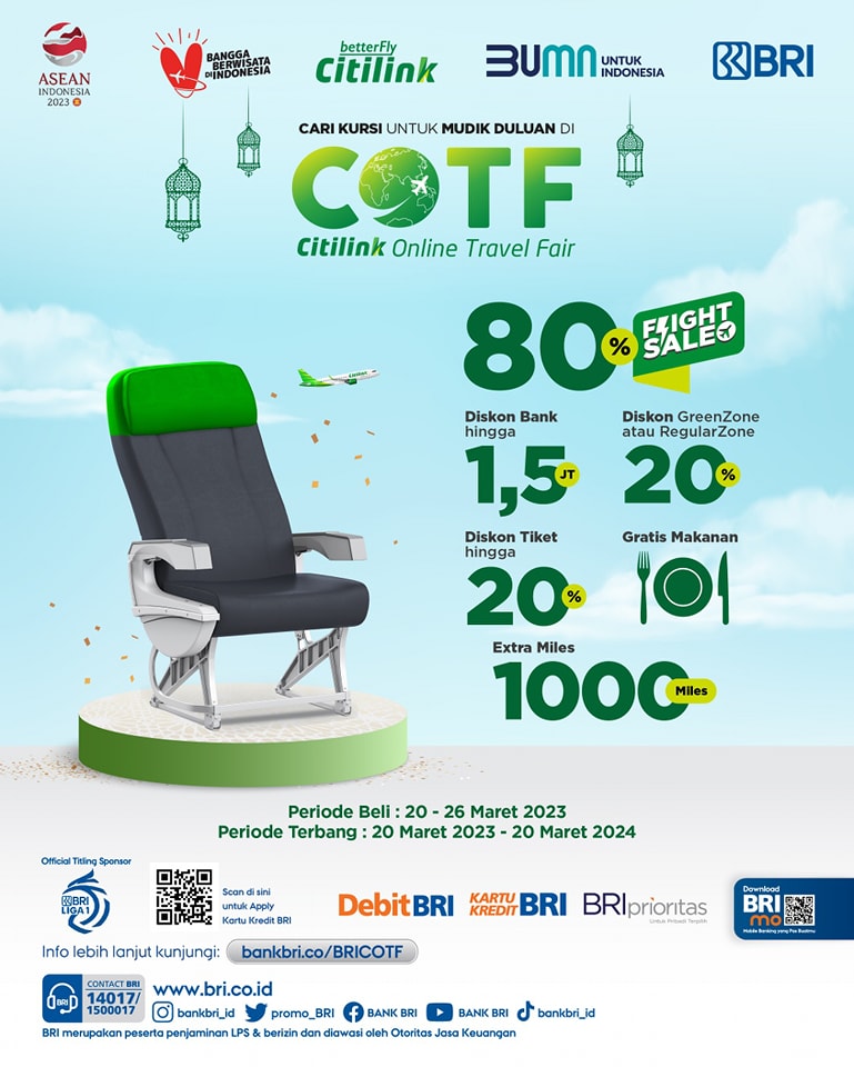 Diskon Sampai 80% Ada Di BRI Citilink Online Travel Fair